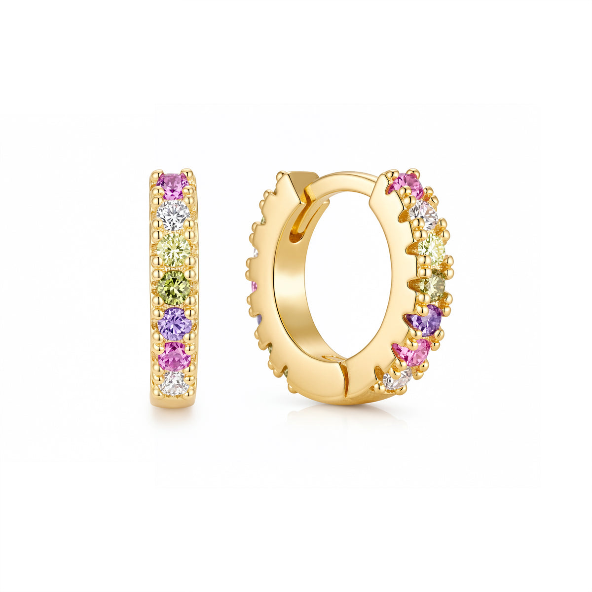 Pastel Rainbow Huggie Hoops